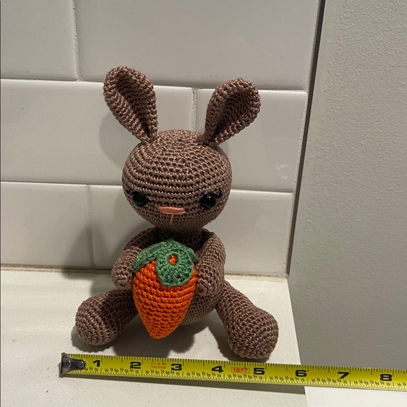 Handcrafted Spring Easter Bunny Rabbit Holiday Decor Amigurui Crochet Carrot - Picture 10 of 10